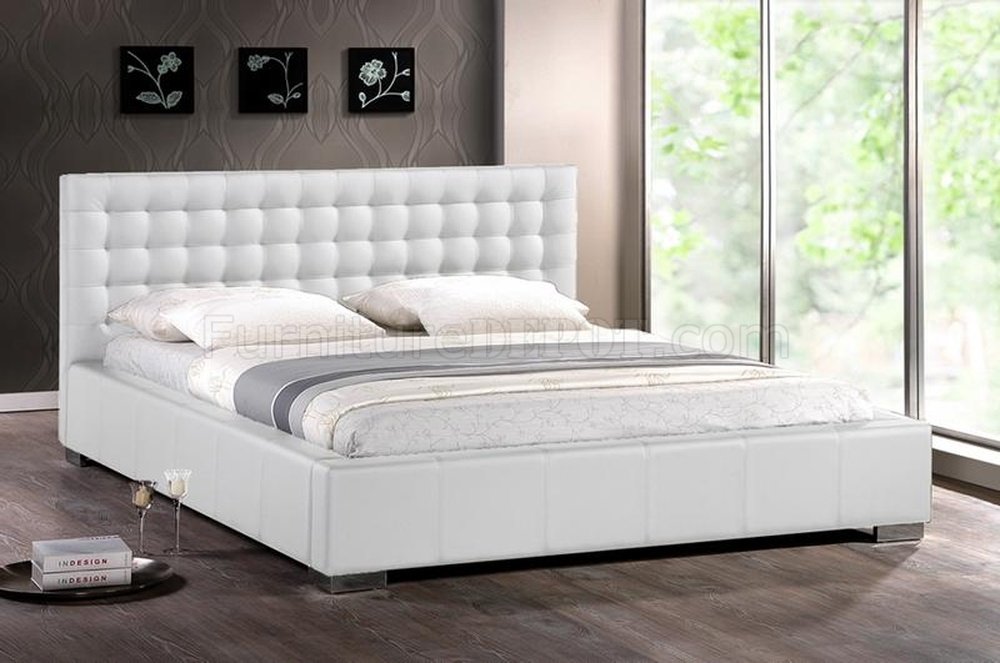 Madison Platform Bed in White Faux Leather - Wholesale Interiors