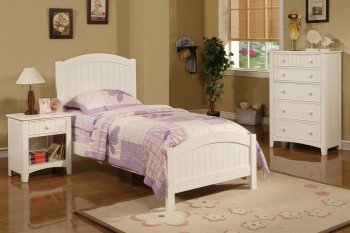 F9049 Kids Twin 3Pc Bedroom Set in White by Boss w/Options [PXBS-F9049]