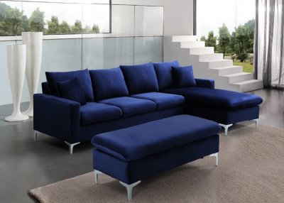 LCL-021 Sectional Sofa in Navy Blue Velvet