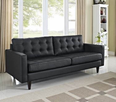 Empress Sofa in Black Bonded Leather by Modway w/Options