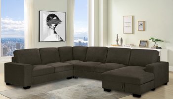 23487 Sectional Sofa in Chocolate Fabric by Lifestyle [SFLLSS-23487 Chocolate]
