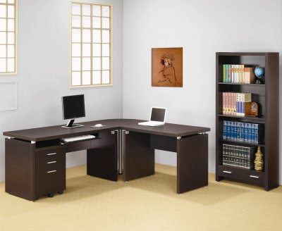 Skylar Office Desk 800891 in Cappuccino by Coaster w/Options
