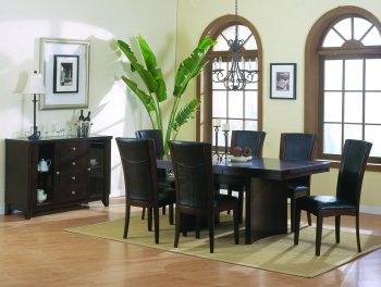 Espresso Finish Modern Dining Table w/Optional Items [HEDS-710 Daisy]