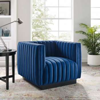 Conjure Accent Chair in Navy Performance Velvet by Modway [MWAC-3884 Conjure Navy]