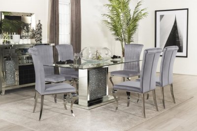 Marilyn Dining Room 5Pc Set 115571 by Coaster w/Gray Chairs
