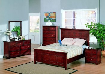 Cherry Finish Modern Bedroom w/Multiple Storage Drawers [CRBS-185-201191]