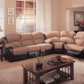 Two-Tone Mocha & Dark Brown Modern Reclining Sectional Sofa