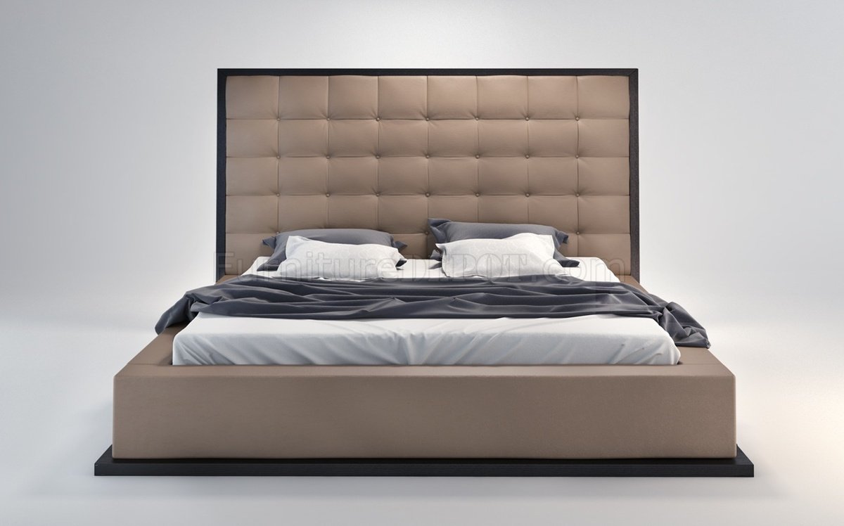 Ludlow Bed in Taupe & Wenge by Modloft w/Oversized Headboard - Click Image to Close