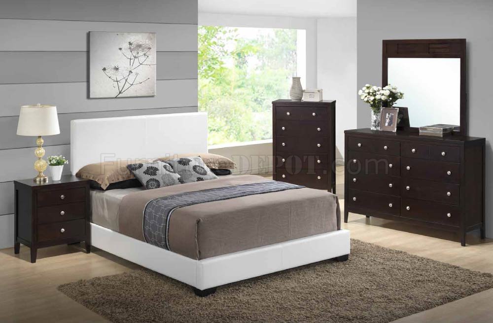 8103 Lily 5pc Bedroom Set By Global W, White Upholstered King Bedroom Set