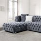 LCL-018 Sectional Sofa in Gray Velvet