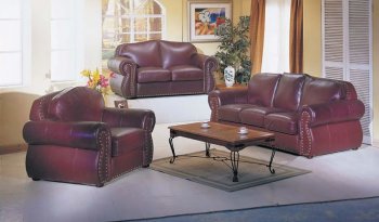 Burgundy Leather Living Room Set [AMS-12-5530]