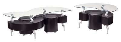 S Shape Coffee Table 3Pc Set T288BC in Black Finish