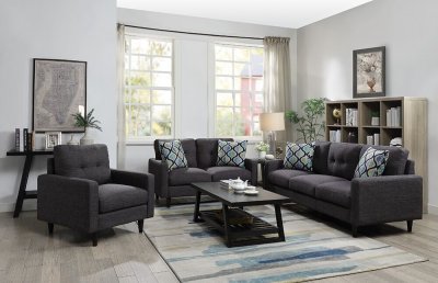 Watsonville Sofa & Loveseat Set 552001 in Dark Grey by Coaster