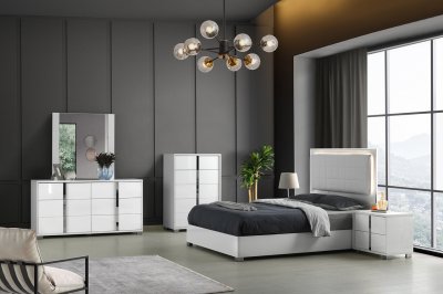 Giulia Bedroom in Gloss White by J&M w/Optional Casegoods
