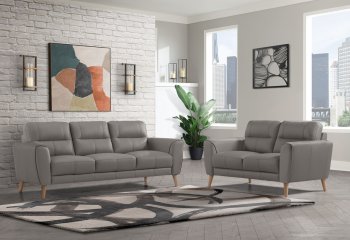 U6007 Sofa & Loveseat Set Light Gray Leather by Global w/Options [GFS-U6007 Light Gray]