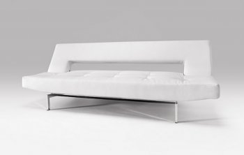 Wing Sofa Bed in White Leatherette by Innovation w/Steel Legs [INSB-Wing White]