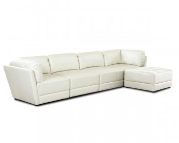 White Bonded Leather Contemporary Sectional w/Comfortable Cusion [MCSS-Genera-WH]