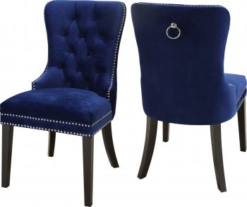 Nikki Dining Chair 740 Set of 2 Navy Velvet Fabric by Meridian [MRDC-740 Nikki Navy]