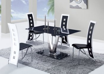 D551DT Dining Set 5Pc w/803DC Black & White Chairs by Global [GFDS-D551DT-D803DC-BL/WH TRIM]