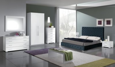 Leonor Bedroom by ESF w/Blue Velvet Storage Bed & Options
