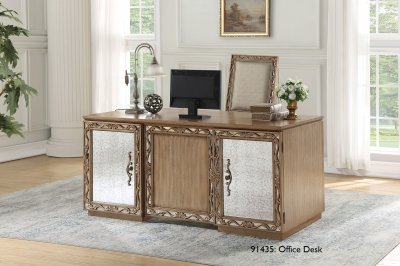 Orianne Office Desk 91435 in Antique Gold by Acme w/Options