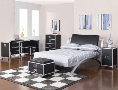 Black & Silver Two-Tone Finish Modern Kid's Bedroom w/Options