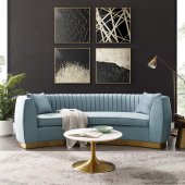 Enthusiastic Sofa in Light Blue Velvet Fabric by Modway