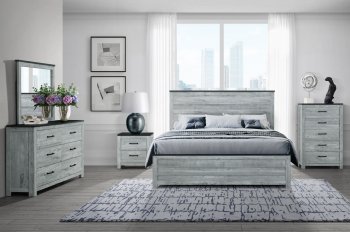 Ozark Bedroom Set 5Pc in Gray Wash by Global w/Options [GFBS-Ozark Gray Wash]