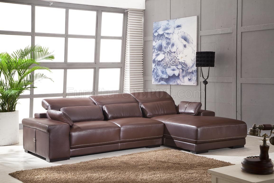 Light Brown Full Genuine Italian Leather Modern Sectional Sofa