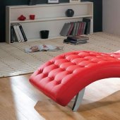 Red, Black, Beige, Brown or White Modern Vinyl Chaise Lounge
