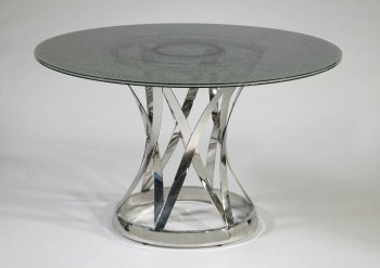 Janet Dining Table 5Pc Set w/Crackle Glass Top by Chintaly [CYDS-Janet-Crackle Glass]