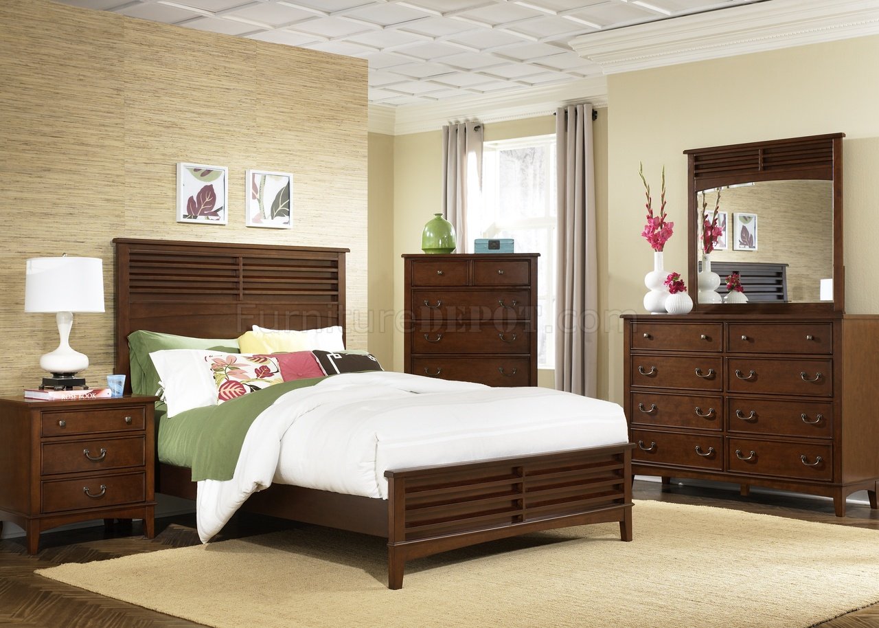 Burnished Tobacco Finish Transitional Style Bed w/Options - Click Image to Close