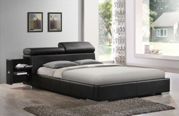 20750 Manjot Upholstered Bed in Black Leatherette by Acme [AMB-20750 Manjot]