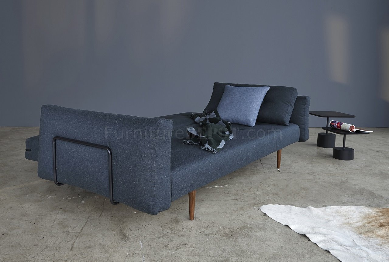 Recast Sofa Bed in Nist Blue Fabric w/Arms by Innovation