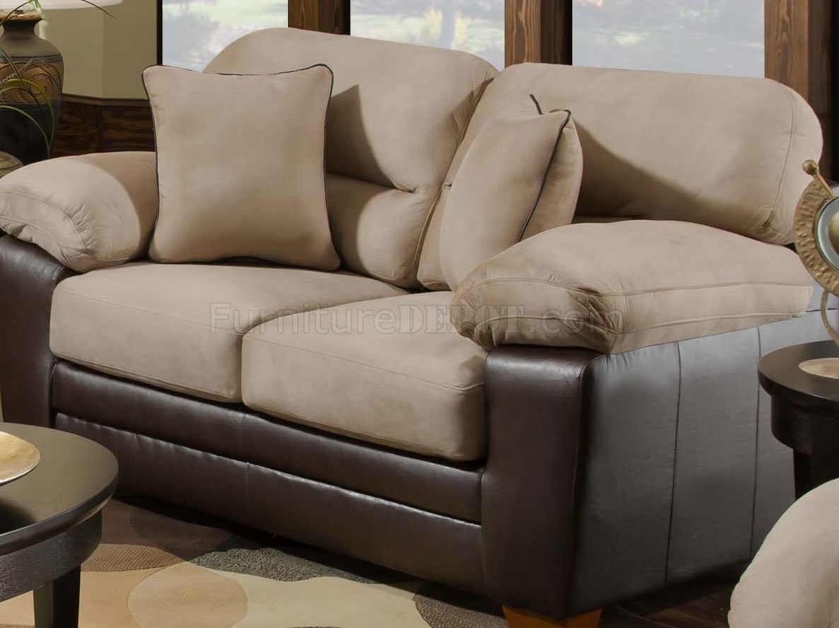 Mocha Microfiber Sofa Loveseat Set W, Microfiber And Leather Couch