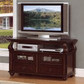 Rich Brown Cherry Finish Traditional TV Stand w/Pull-out Shelves