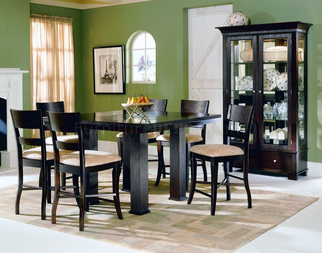 Rich Mocha Finish Counter Height Modern Dinette Table w/Options - Click Image to Close