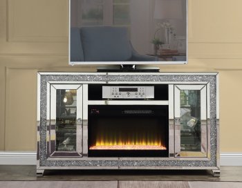 Noralie TV Stand w/Fireplace & LED LV00316 in Mirrored by Acme [AMTV-LV00316 Noralie]