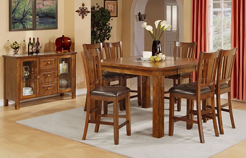 Natural Oak Finish Counter Height Table w/Optional Chairs - Click Image to Close