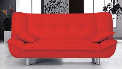Red Faux Leather Contemporary Sofa Bed