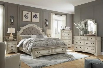 Realyn Bedroom B743 in Distressed White by Ashley w/Storage Bed [SFABS-B743-QUB Realyn]