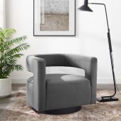 Spin Swivel Accent Chair in Gray Velvet by Modway