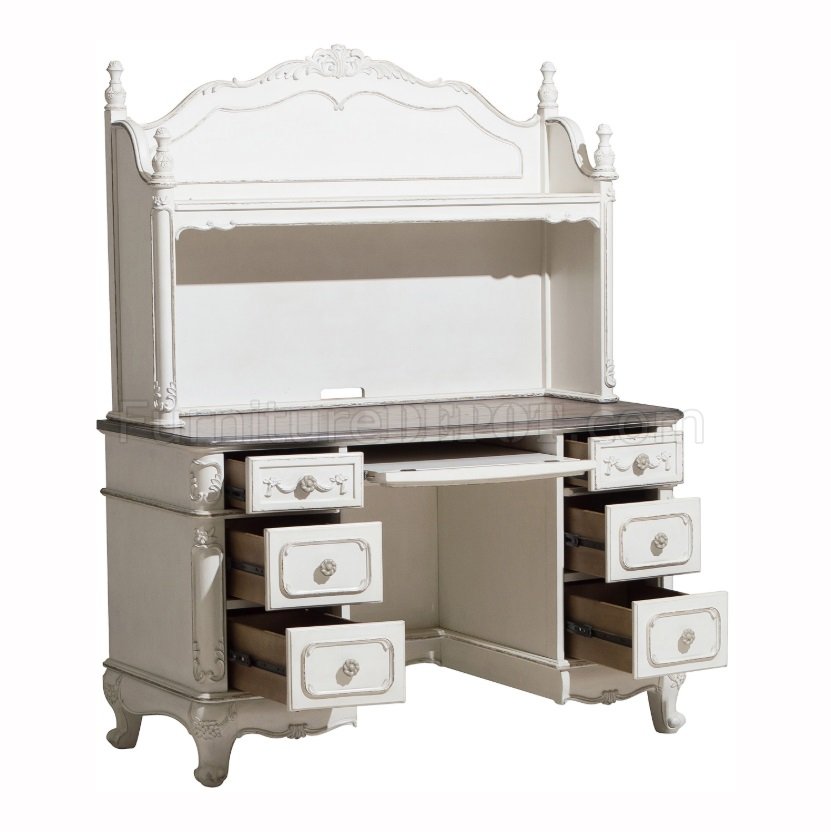 Cinderella Desk Hutch 1386nw In Antique White By Homelegance