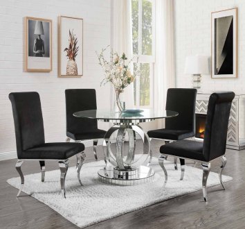 Ornat Dining Table 77835 in Mirrored by Acme w/Options
