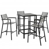 Maine 5 Piece Outdoor Patio Bar Set in Brown & Gray by Modway