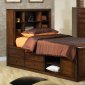 Deep Walnut Finish Stylish Kid's Bedroom w/Drawer Chest Bed