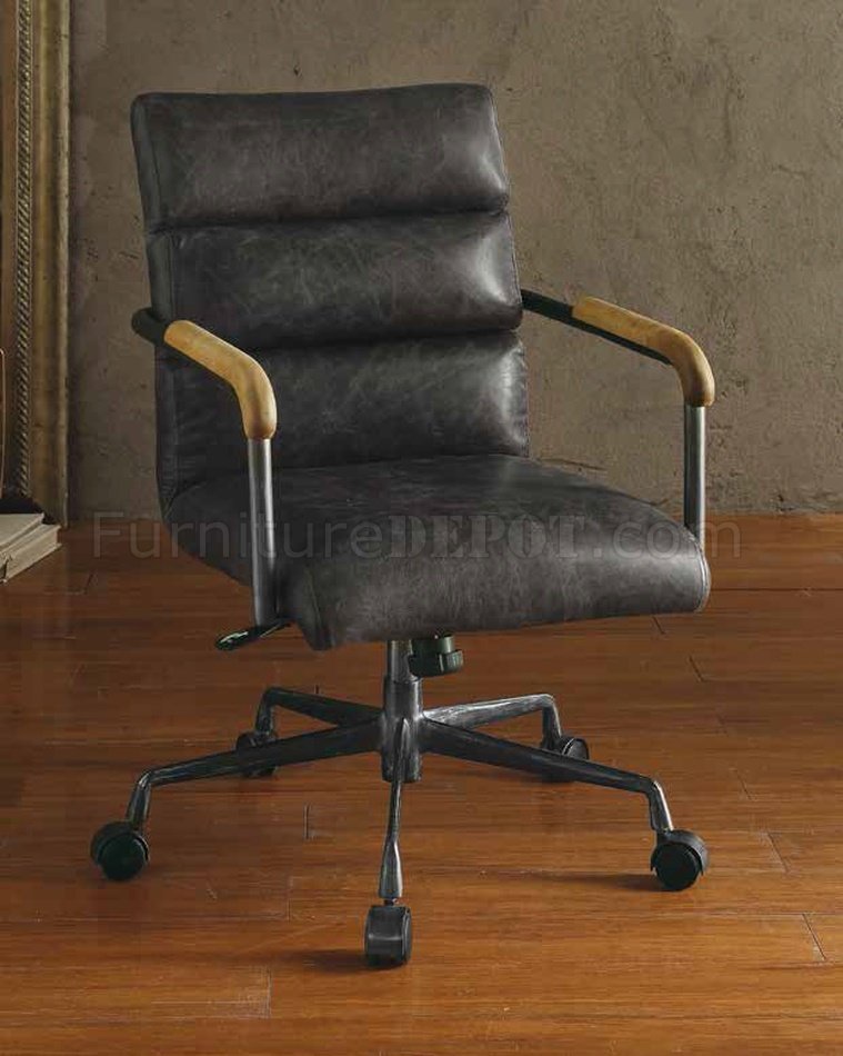 Harith Office Chair 92415 Antique Slate Top Grain Leather - Acme - Click Image to Close