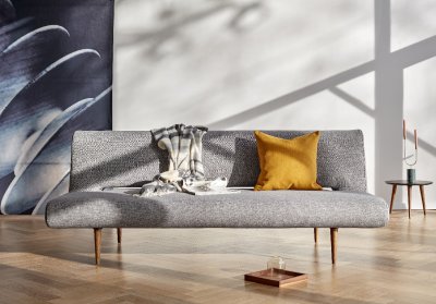 Unfurl Sofa Bed in 521 Mixed Dance Grey Fabric by Innovation