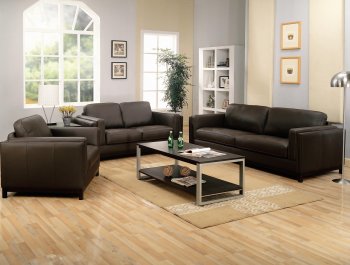 Brown Full Leather Contemporary Living Room Sofa w/Options [CRS-502451]