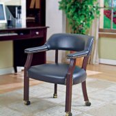 Navy Blue Vinyl Classic Commercial Office Chair w/Casters